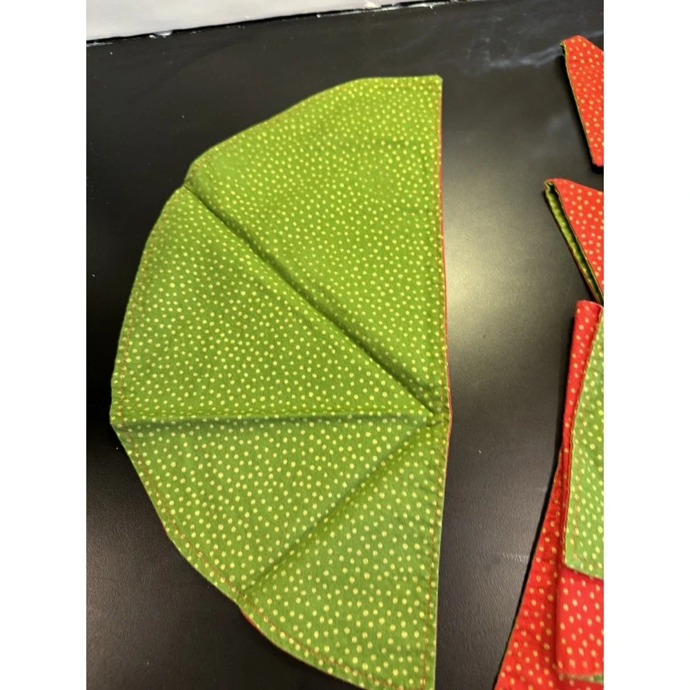 Vintage‎ Handmade Set Of 10 Christmas Tree Fabric Napkins Double Sided Moon